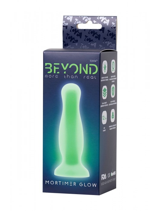 Зеленая, светящаяся в темноте анальная втулка Mortimer Glow - 12,5 см. - ToyFa
