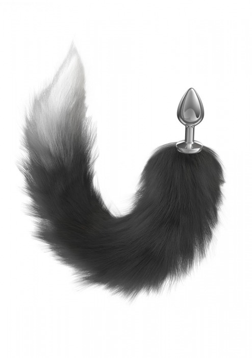 Серебристая анальная пробка с черным хвостом Galaxy - Lola Games - купить с доставкой в Серпухове