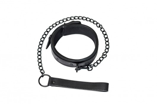Черный ошейник с поводком Kinky - Lola Games - купить с доставкой в Серпухове