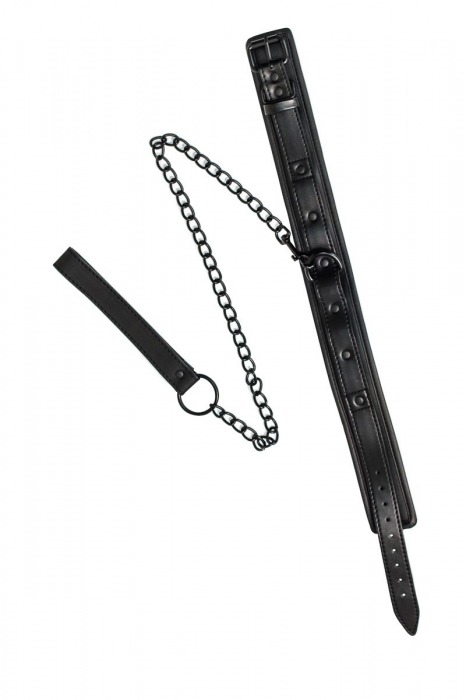 Черный ошейник с поводком Kinky - Lola Games - купить с доставкой в Серпухове