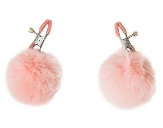 Зажимы на соски Angelic с розовыми меховыми шариками - Lola Games - купить с доставкой в Серпухове