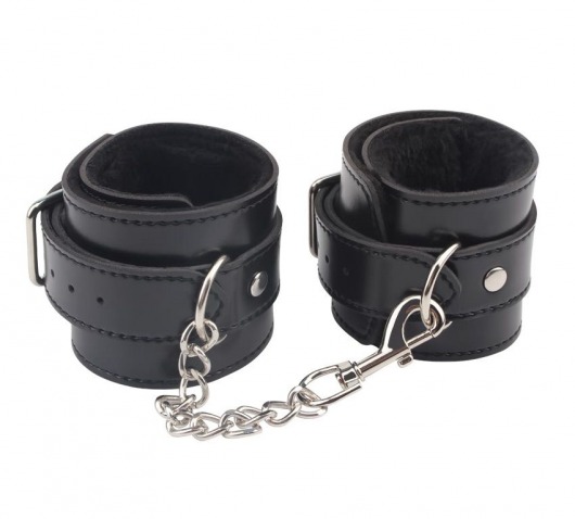 Черные оковы на ноги Obey Me Leather Ankle Cuffs - Chisa - купить с доставкой в Серпухове