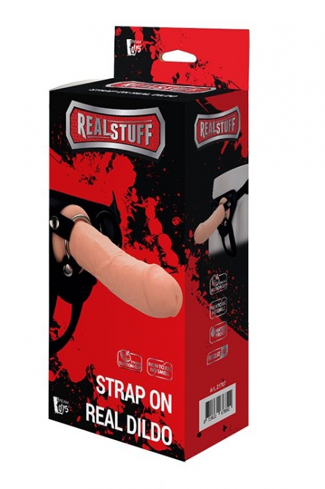 Черные трусики с телесной насадкой STRAP ON REAL DILDO - 21 см. - Dream Toys - купить с доставкой в Серпухове