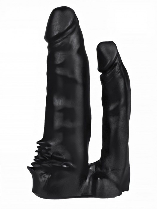 Черная двойная насадка HARNESS для трусиков с плугом №11 - 17 см. - Джага-Джага - купить с доставкой в Серпухове