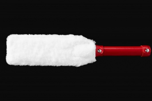 Бело-красная кожаная шлепалка с мехом - Джага-Джага - купить с доставкой в Серпухове