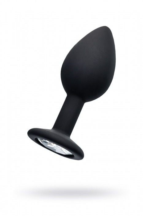 Черная анальная втулка с прозрачным стразом - 7,2 см. - POPO Pleasure - купить с доставкой в Серпухове