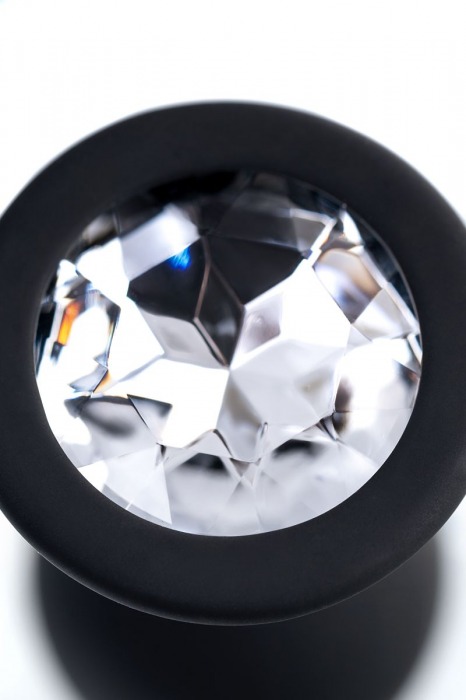 Черная анальная втулка с прозрачным стразом - 7,2 см. - POPO Pleasure - купить с доставкой в Серпухове