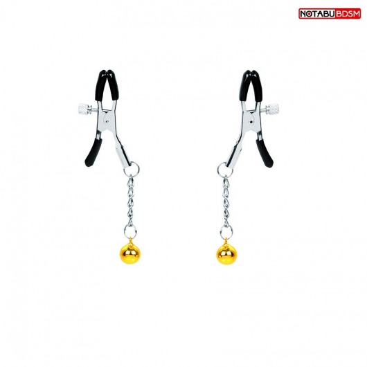 Оригинальные зажимы на соски с желтыми шариками - Notabu - купить с доставкой в Серпухове