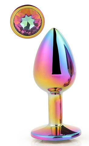 Голографическая анальная втулка с радужным кристаллом - 7,1 см. - Dream Toys - купить с доставкой в Серпухове