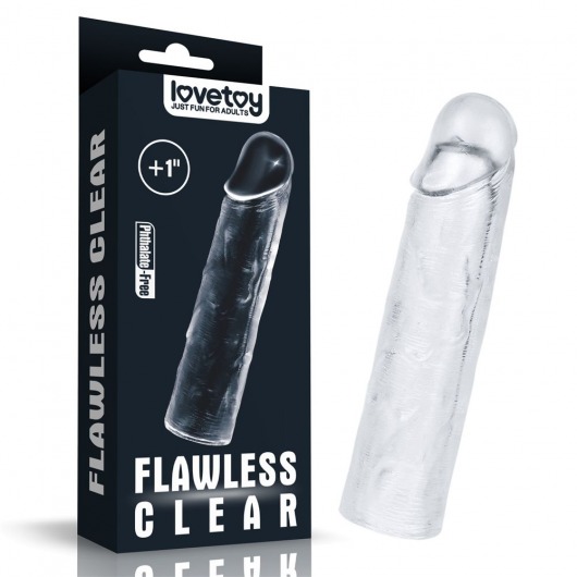 Прозрачная насадка-удлинитель Flawless Clear Penis Sleeve Add 1 - 15,5 см. - Lovetoy - в Серпухове купить с доставкой