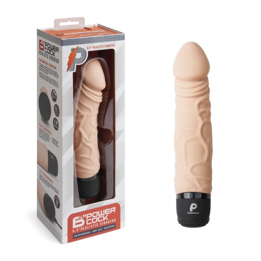 Телесный вибратор-реалистик 6.5  Girthy Realistic Vibrator - 19 см. - PowerCocks