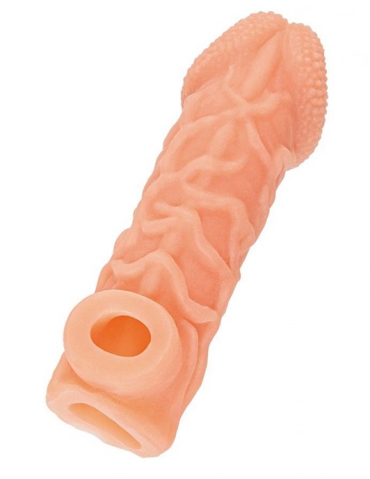 Телесная закрытая насадка с венками Cock Sleeve Size S - 13,8 см. - KOKOS - в Серпухове купить с доставкой