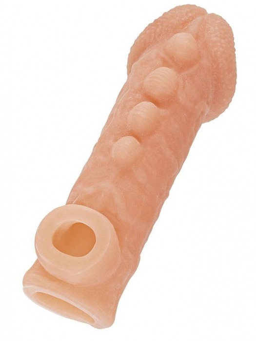 Телесная закрытая насадка с шишечками Cock Sleeve Size S - 13,8 см. - KOKOS - в Серпухове купить с доставкой