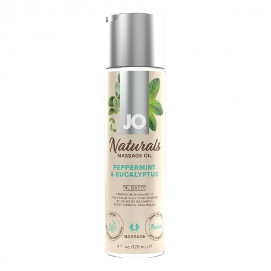 Массажное масло с ароматом перечной мяты и эвкалипта JO Naturals Peppermint   Eucalyptus - 120 мл. - System JO - купить с доставкой в Серпухове