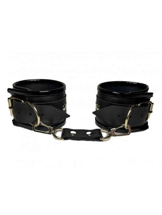 Черные наручники из эко-кожи - БДСМ Арсенал - купить с доставкой в Серпухове