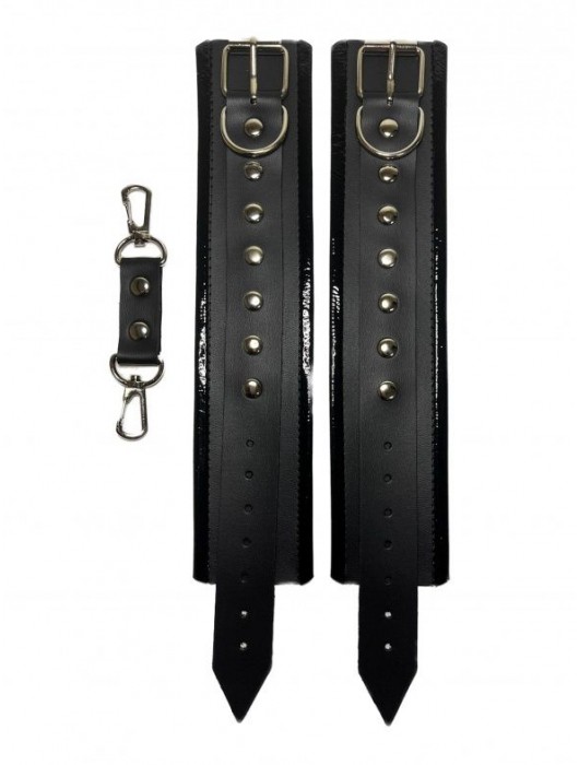 Черные наручники из эко-кожи - БДСМ Арсенал - купить с доставкой в Серпухове