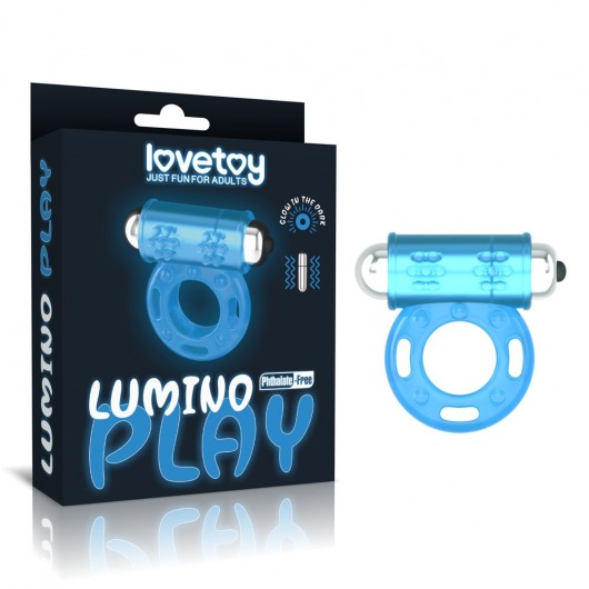 Голубое, светящееся в темноте эрекционное виброкольцо Lumino Play Vibrating Penis Ring - Lovetoy - в Серпухове купить с доставкой