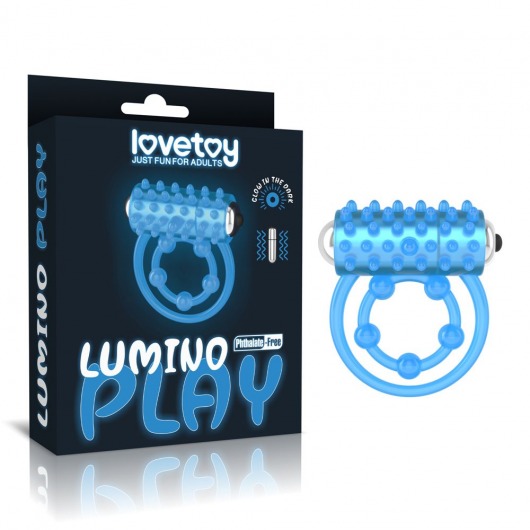 Голубое, светящееся в темноте виброкольцо Lumino Play Vibrating Penis Ring - Lovetoy - в Серпухове купить с доставкой