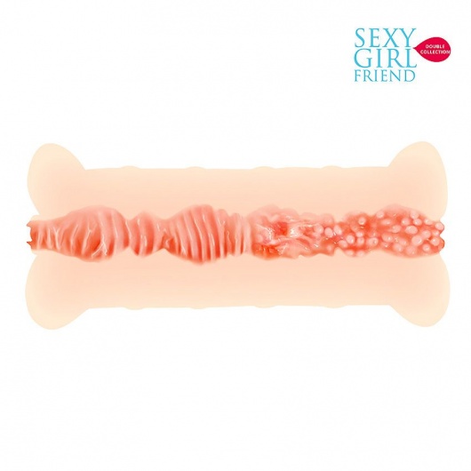 Телесный вибромастурбатор-вагина с комплектом эрекционных колец - Bior toys - в Серпухове купить с доставкой