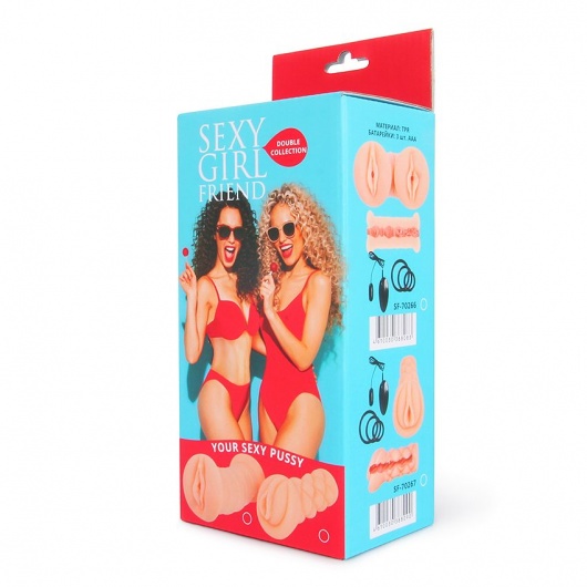 Телесный вибромастурбатор-вагина с комплектом эрекционных колец - Bior toys - в Серпухове купить с доставкой