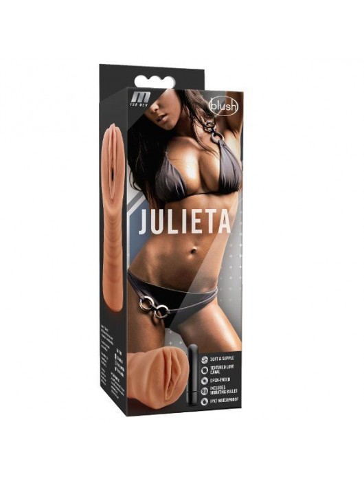 Мастурбатор-вагина цвета карамели Julieta с вибрацией - Blush Novelties - в Серпухове купить с доставкой