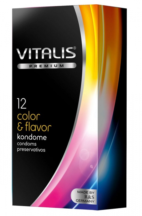 Цветные ароматизированные презервативы VITALIS PREMIUM color   flavor - 12 шт. - Vitalis - купить с доставкой в Серпухове