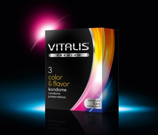 Цветные ароматизированные презервативы VITALIS PREMIUM color   flavor - 3 шт. - Vitalis - купить с доставкой в Серпухове