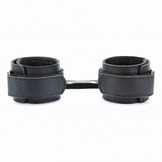 Чёрные кожаные наручники - БДСМ Арсенал - купить с доставкой в Серпухове