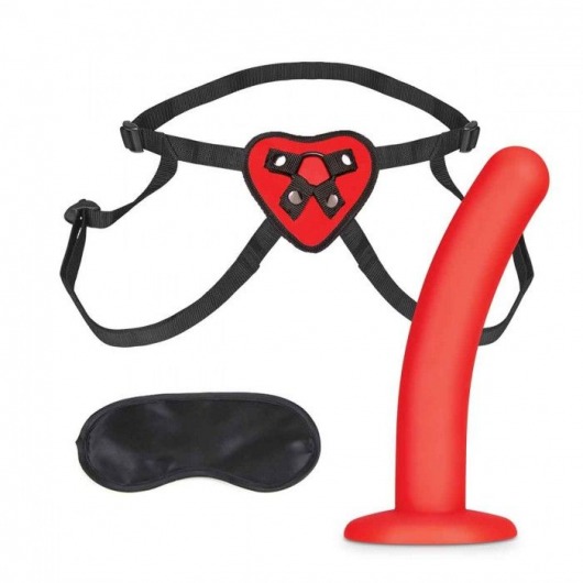 Красный поясной фаллоимитатор Red Heart Strap on Harness   5in Dildo Set - 12,25 см. - Lux Fetish - купить с доставкой в Серпухове