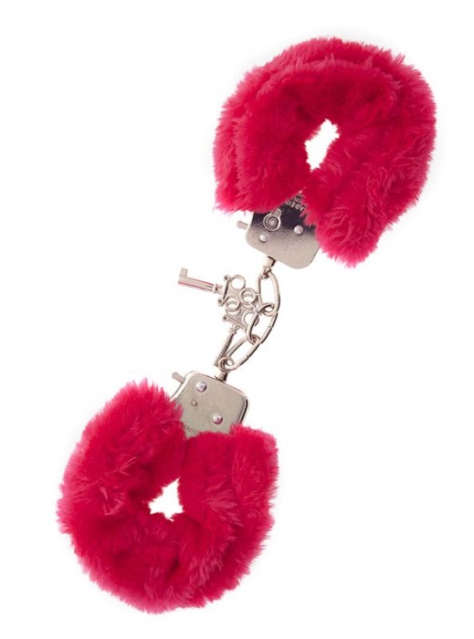 Металлические наручники с красной меховой опушкой METAL HANDCUFF WITH PLUSH RED - Dream Toys - купить с доставкой в Серпухове