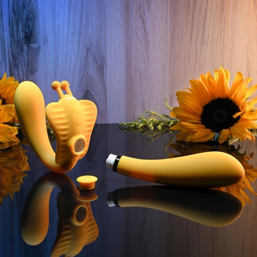 Желтый безремневой вибрострапон The Monarch - 23 см. - Evolved - купить с доставкой в Серпухове