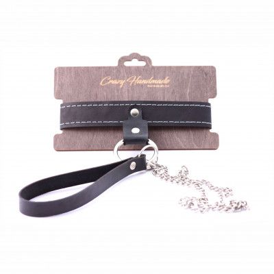 Узкий однослойный ошейник с поводком - Crazy Handmade - купить с доставкой в Серпухове