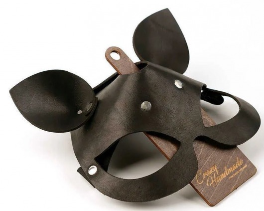 Черная кожаная маска  Кошка  с маленькими ушками - Crazy Handmade - купить с доставкой в Серпухове