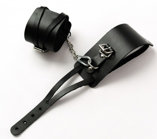 Черные кожаные оковы с креплением в виде веревочек - Crazy Handmade - купить с доставкой в Серпухове