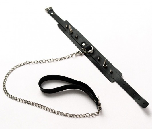 Черный ошейник с шипами и поводком - Crazy Handmade - купить с доставкой в Серпухове