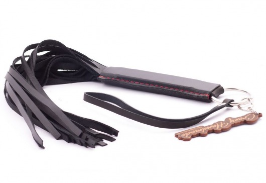 Черная кожаная плеть с удобной ручкой - 50 см. - Crazy Handmade - купить с доставкой в Серпухове