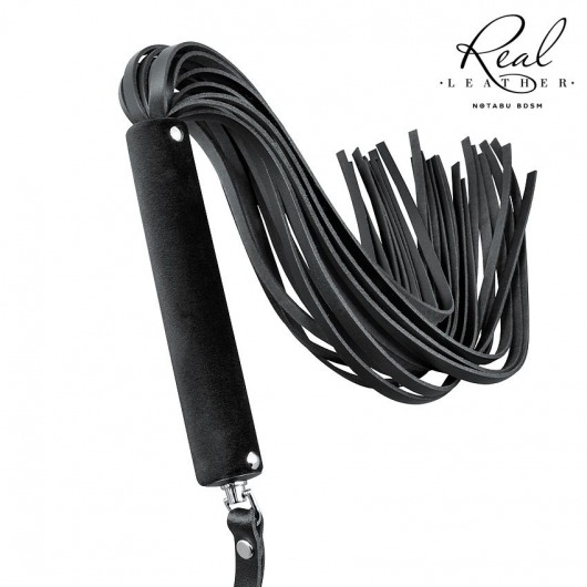 Черная кожаная плеть-флоггер - 84 см. - Notabu - купить с доставкой в Серпухове