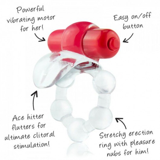 Виброкольцо с язычком и красным виброэлементом Overtime - Screaming O - в Серпухове купить с доставкой