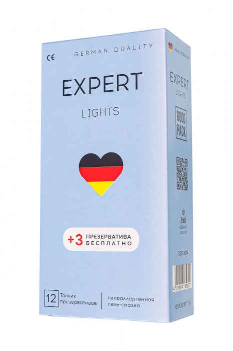 Ультратонкие презервативы EXPERT Lights - 12 шт.(+3 в подарок) - Expert - купить с доставкой в Серпухове