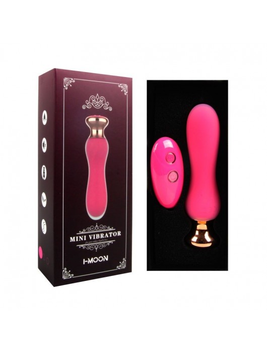 Розовый мини-вибратор Mini Vibrator с пультом ДУ - 12,5 см. - I-MOON