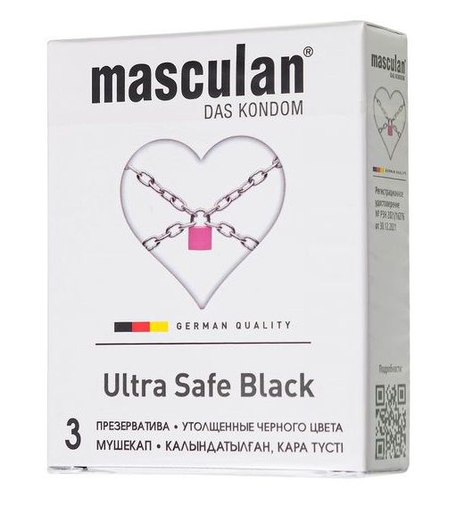 Ультрапрочные презервативы Masculan Ultra Safe Black - 3 шт. - Masculan - купить с доставкой в Серпухове