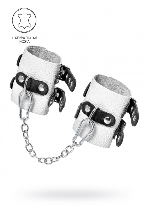 Бело-черные наручники с двумя ремешками и люверсами - Pecado - купить с доставкой в Серпухове