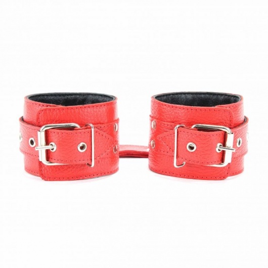 Красные кожаные наручники с клепками - БДСМ Арсенал - купить с доставкой в Серпухове