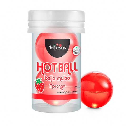 Лубрикант на масляной основе Hot Ball Beija Muito с ароматом клубники (2 шарика по 3 гр.) - HotFlowers - купить с доставкой в Серпухове