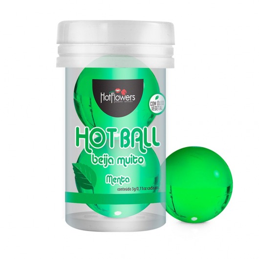 Лубрикант на масляной основе Hot Ball Beija Muito с ароматом мяты (2 шарика по 3 гр.) - HotFlowers - купить с доставкой в Серпухове