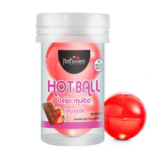 Лубрикант на масляной основе Hot Ball Beija Muito с ароматом шоколада и клубники (2 шарика по 3 гр.) - HotFlowers - купить с доставкой в Серпухове