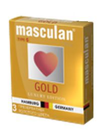 Презервативы Masculan Ultra Gold с золотым напылением и ароматом ванили - 3 шт. - Masculan - купить с доставкой в Серпухове