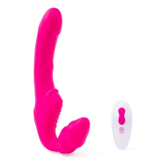 Розовый безремневой страпон на радиоуправлении Strapless Together - 22 см. - Together Toy - купить с доставкой в Серпухове