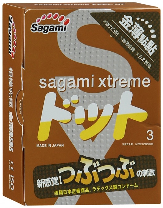 Презервативы Sagami Xtreme FEEL UP с точечной текстурой и линиями прилегания - 3 шт. - Sagami - купить с доставкой в Серпухове