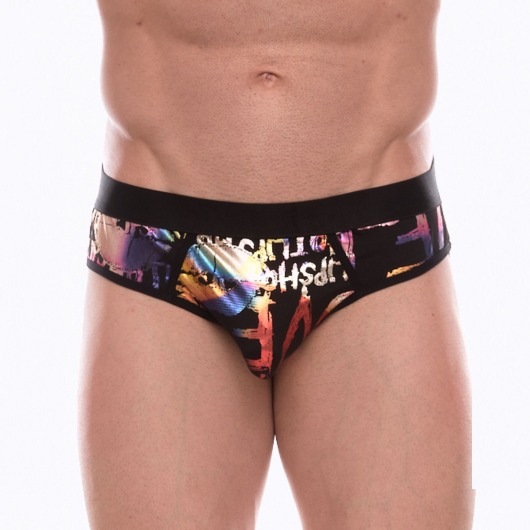 Черные трусы-джоки с разноцветным блестящим принтом - Don Moris купить с доставкой
